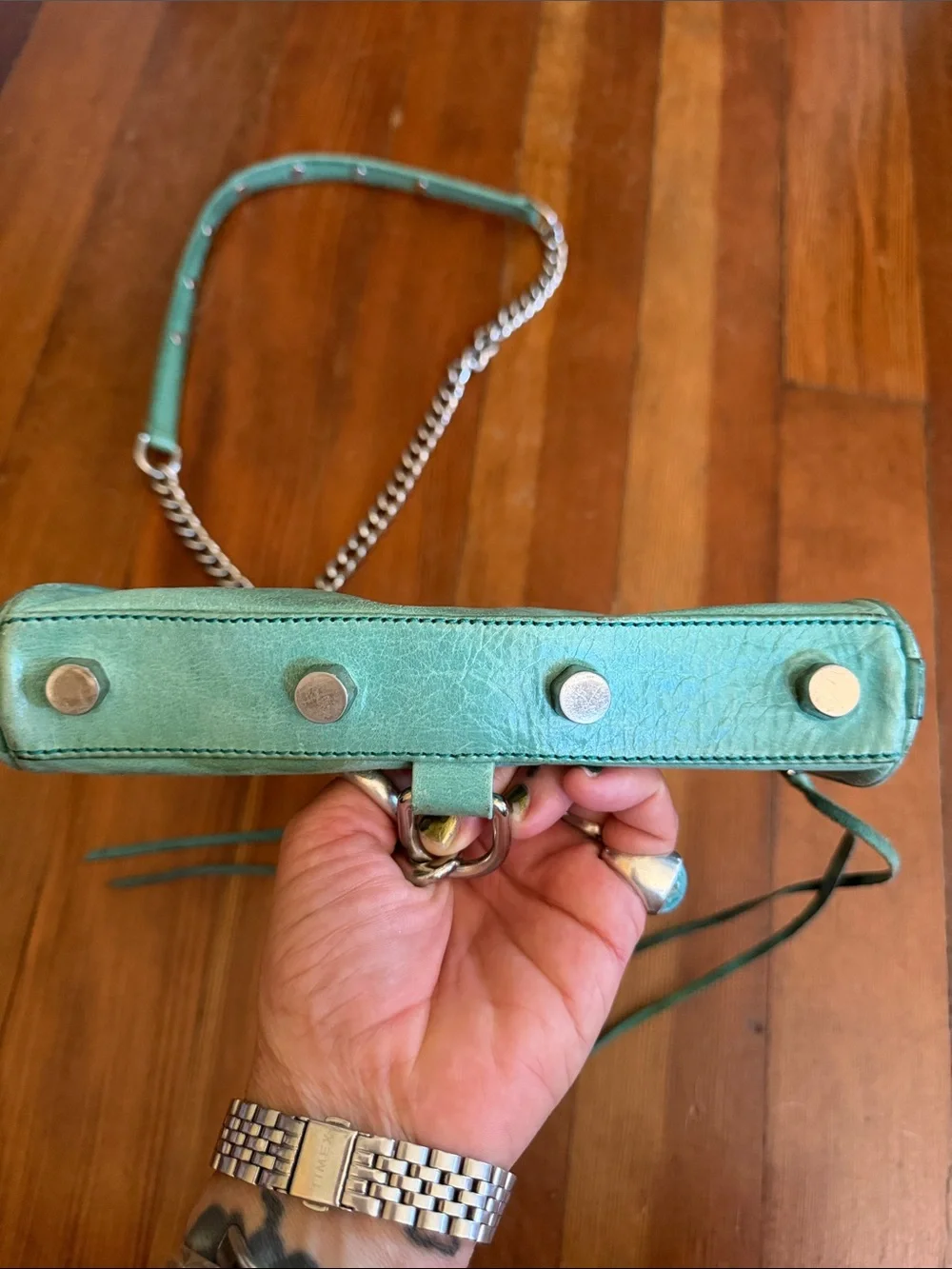 Rebecca Minkoff Seafoam blue green Leather Mini Mac Crossbody